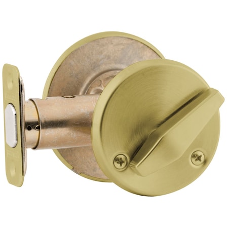 Schlage Grade 2 Door Bolt, Inside Turn x Blank Plate, Adjustable 2-3/8-in and 2-3/4-in Backset, Brass Finish B581 606